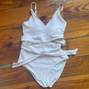 Aerie One Piece White Swimsuit M Long